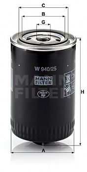 Фильтр масляный 245 дв MANN W940/25